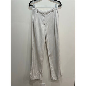 H&M Beige Linen Blend Wide Leg Pants Trousers 6 Lightweight Minimalist Resort